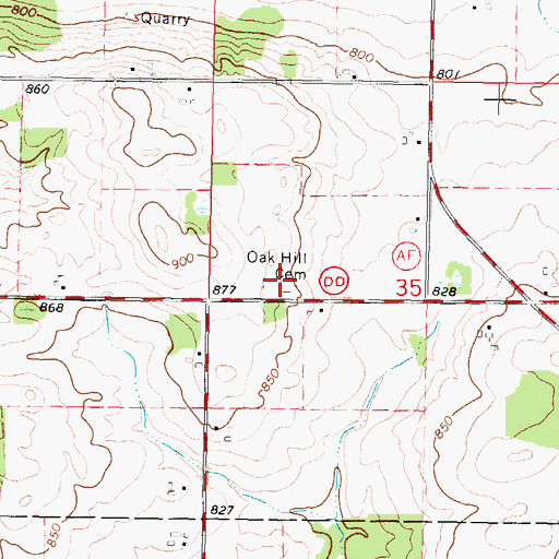 Topographic Map of Oak Hill Cemetery, WI