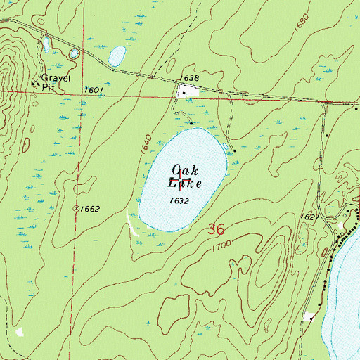 Topographic Map of Oak Lake, WI