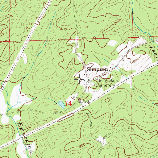 Topographic Map of Simpson, AL
