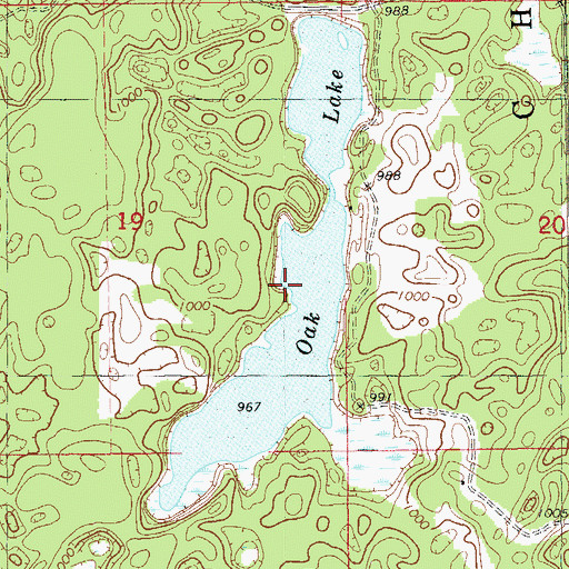 Topographic Map of Oak Lake, WI