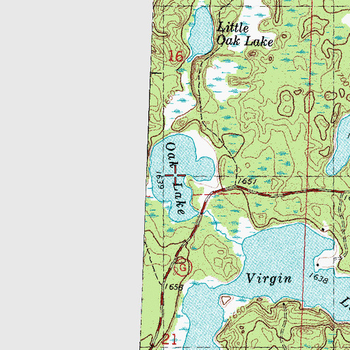 Topographic Map of Oak Lake, WI