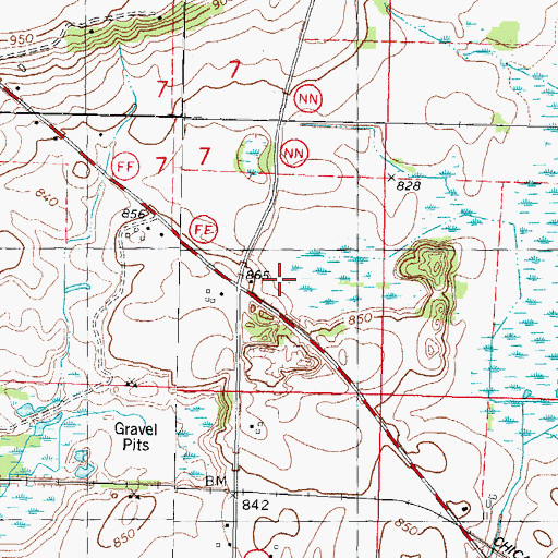Topographic Map of Oak Lawn School (historical), WI