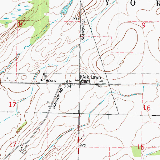 Topographic Map of Oak Lawn School (historical), WI