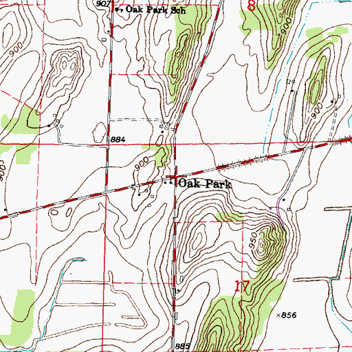 Topographic Map of Oak Park, WI