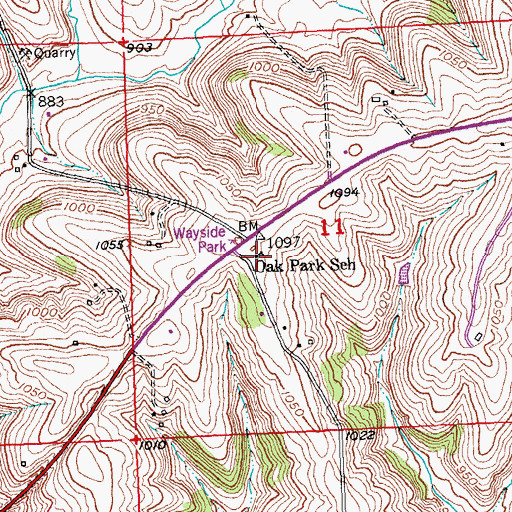 Topographic Map of Oak Park School, WI