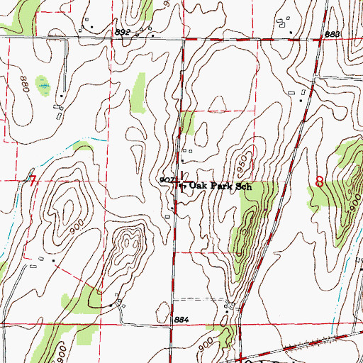 Topographic Map of Oak Park School, WI