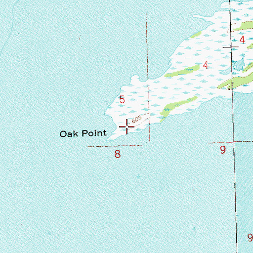 Topographic Map of Oak Point, WI