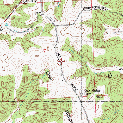 Topographic Map of Oak Ridge, WI