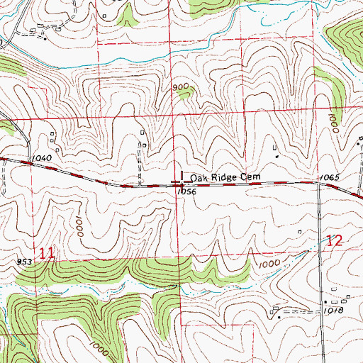 Topographic Map of Oak Ridge Cemetery, WI