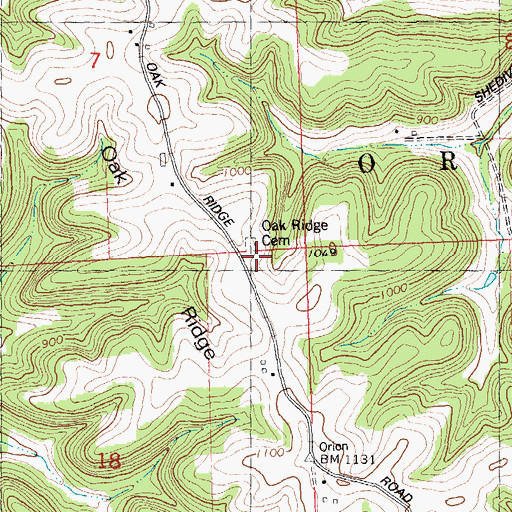 Topographic Map of Oak Ridge Cemetery, WI