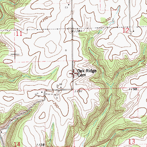 Topographic Map of Oak Ridge Cemetery, WI