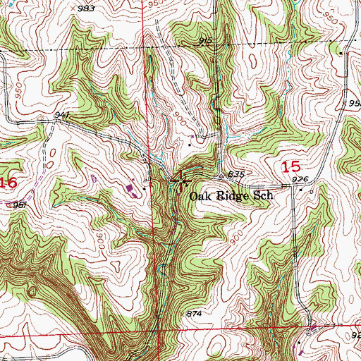 Topographic Map of Oak Ridge School, WI