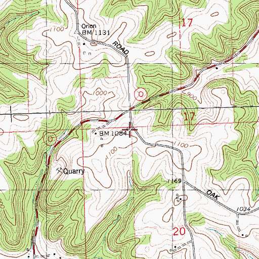 Topographic Map of Oak Ridge School (historical), WI