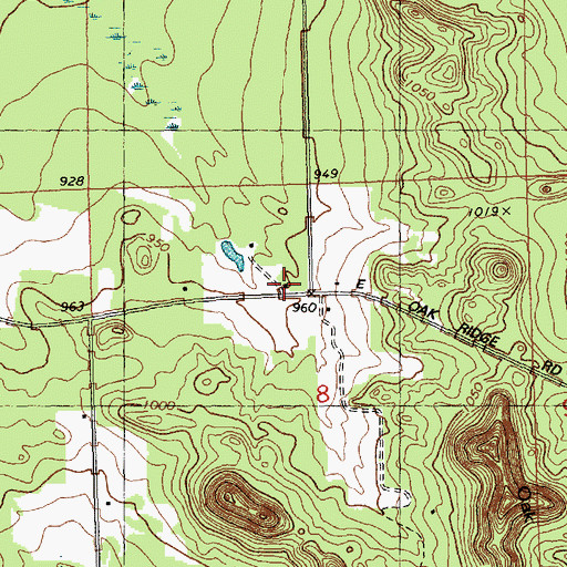 Topographic Map of Oak Ridge School, WI