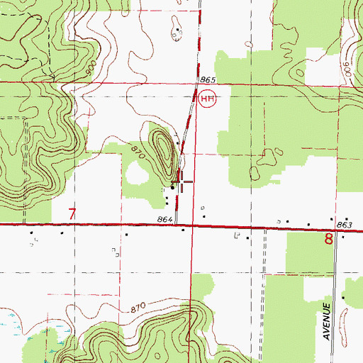 Topographic Map of Oak School (historical), WI