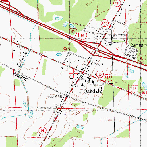 Topographic Map of Oakdale, WI