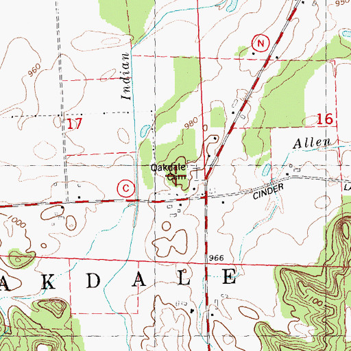 Topographic Map of Oakdale Cemetery, WI