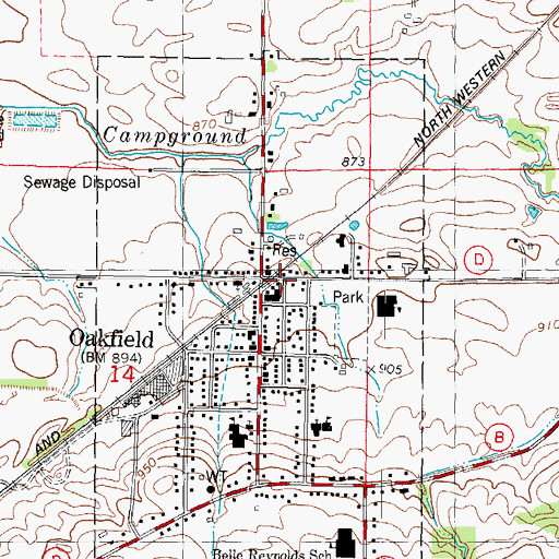 Topographic Map of Oakfield, WI