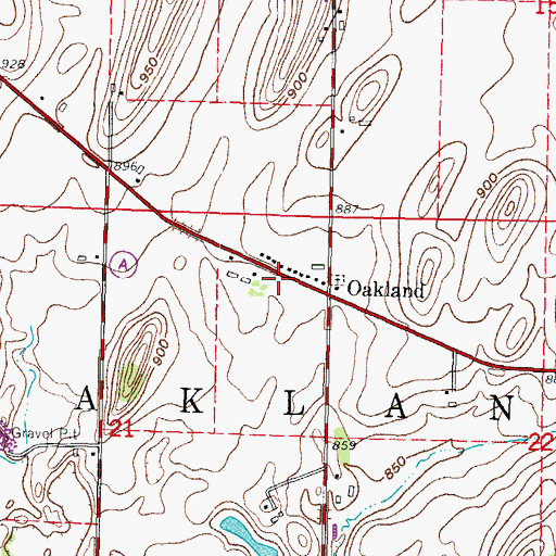 Topographic Map of Oakland, WI