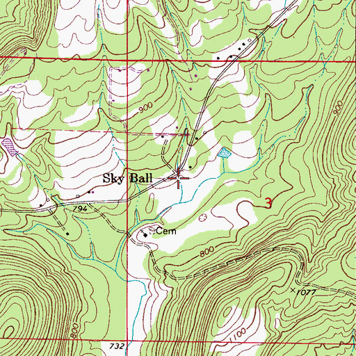 Topographic Map of Sky Ball, AL