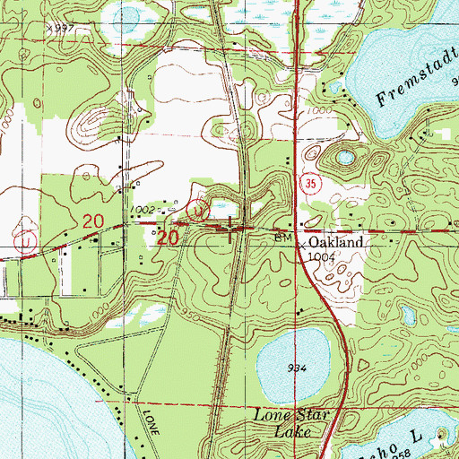 Topographic Map of Oakland, WI