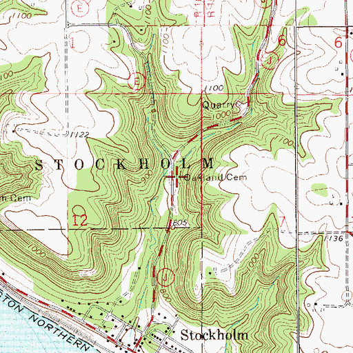 Topographic Map of Oakland Cemetery, WI