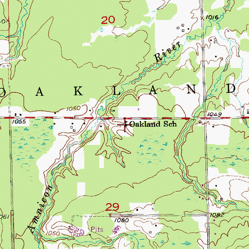 Topographic Map of Oakland School, WI