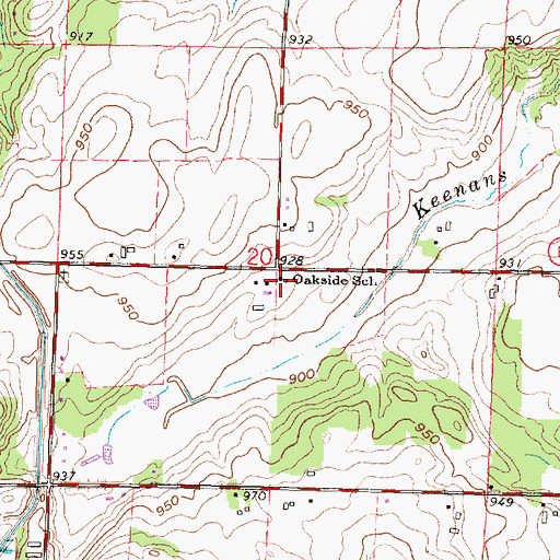 Topographic Map of Oakside School, WI