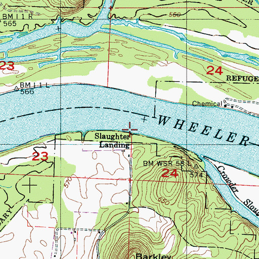 Topographic Map of Slaughter Landing, AL