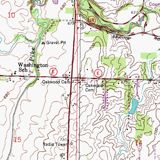 Topographic Map of Oakwood Cemetery, WI