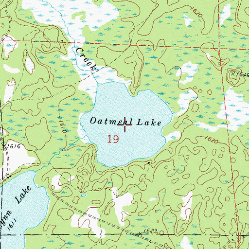 Topographic Map of Oatmeal Lake, WI