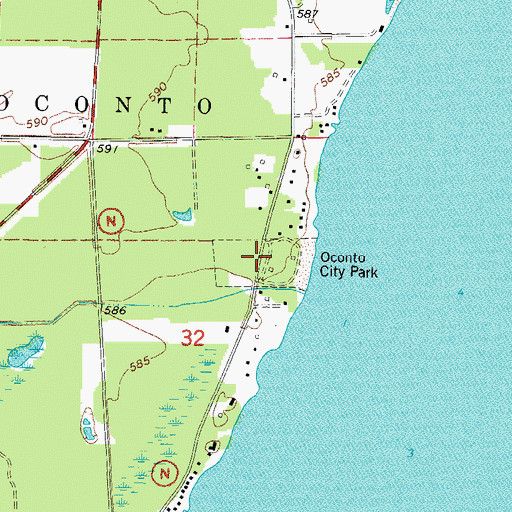 Topographic Map of Oconto City Park, WI