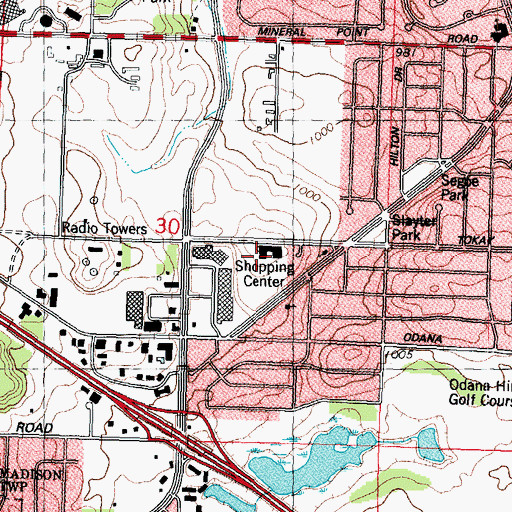 Topographic Map of Odana School, WI