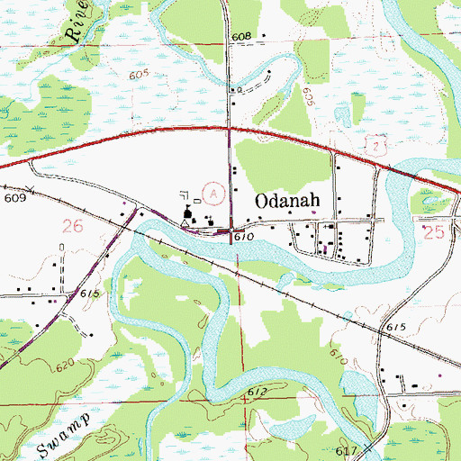 Topographic Map of Odanah, WI
