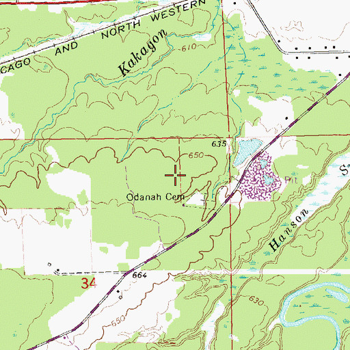 Topographic Map of Odanah Cemetery, WI