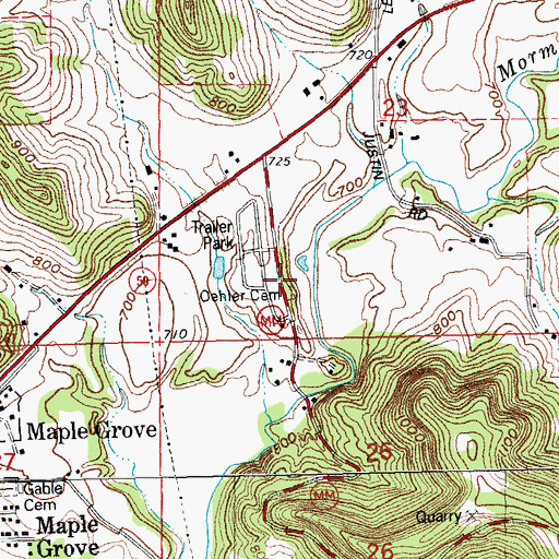 Topographic Map of Oehler Cemetery, WI