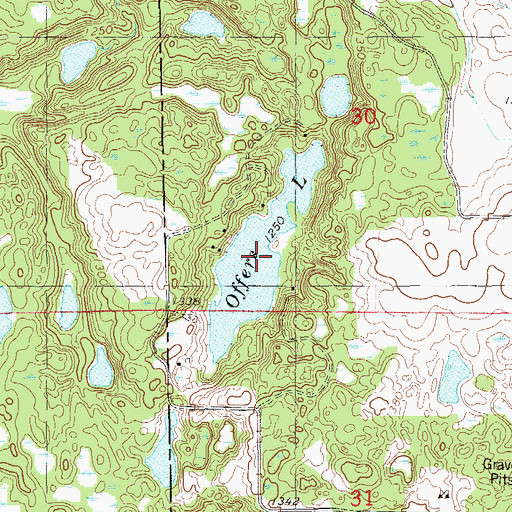 Topographic Map of Offers Lake, WI