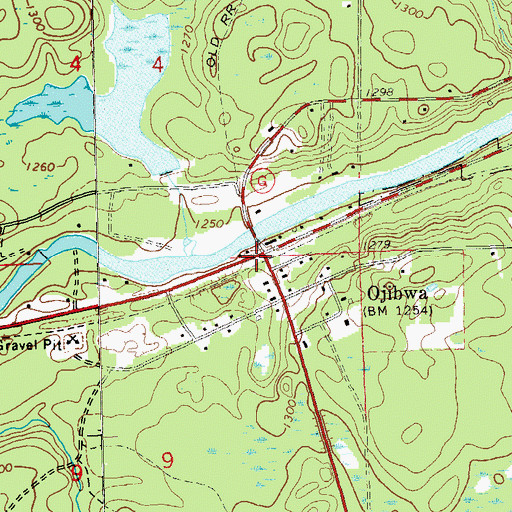 Topographic Map of Ojibwa, WI