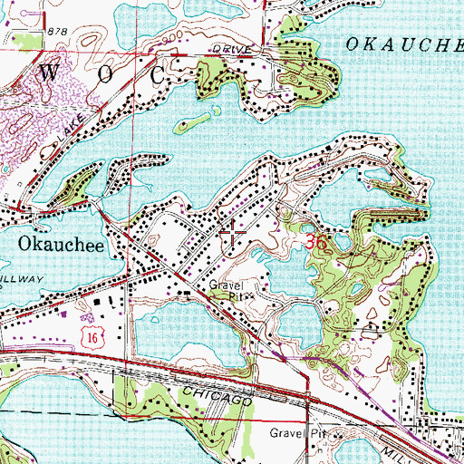 Topographic Map of Okauchee, WI