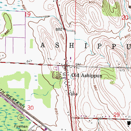 Topographic Map of Old Ashippun, WI
