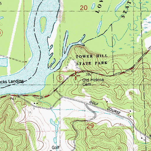 Topographic Map of Old Helena Cemetery, WI
