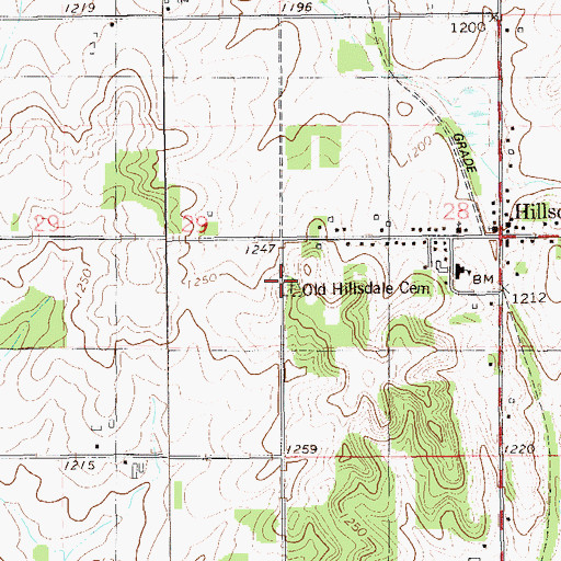 Topographic Map of Old Hillsdale Cemetery, WI