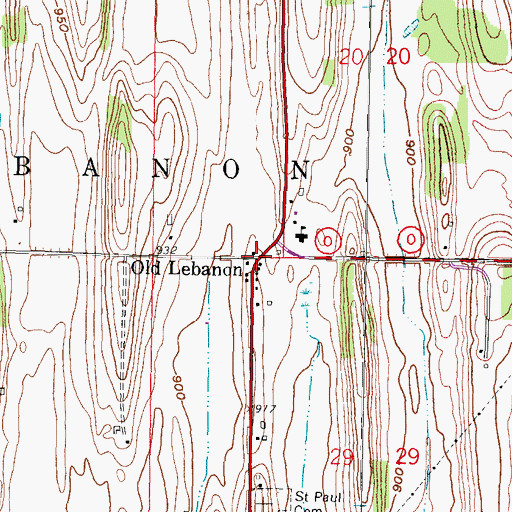 Topographic Map of Old Lebanon, WI