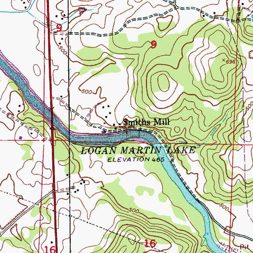 Topographic Map of Smiths Mill, AL