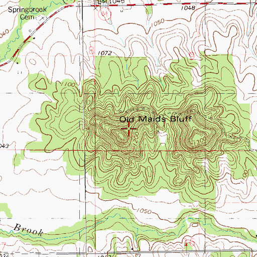 Topographic Map of Old Maids Bluff, WI