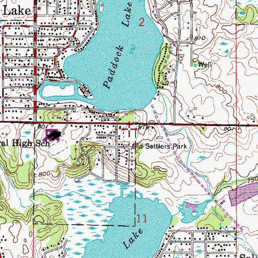 Topographic Map of Old Settlers Park, WI