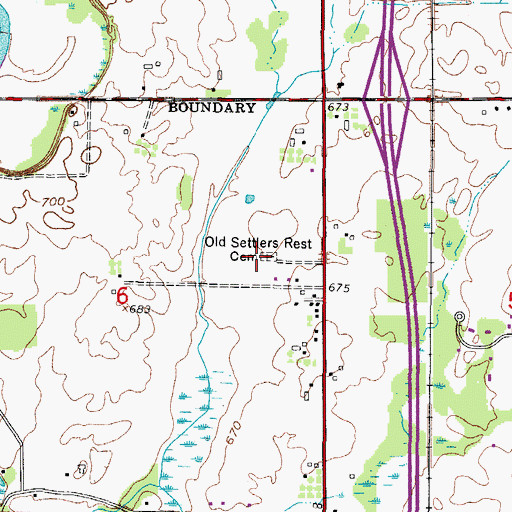 Topographic Map of Old Settlers Rest Cemetery, WI