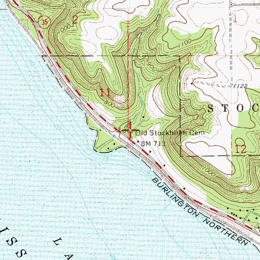 Topographic Map of Old Stockholm Cemetery, WI
