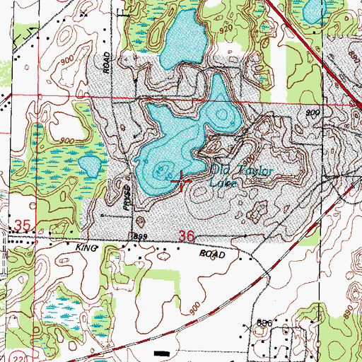 Topographic Map of Old Taylor Lake, WI