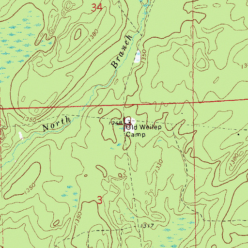 Topographic Map of Old Weilep Camp, WI